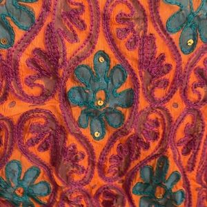 Embroidered purple ,Turquoise, Orange & green !Tunic Top Shirt dress coverup